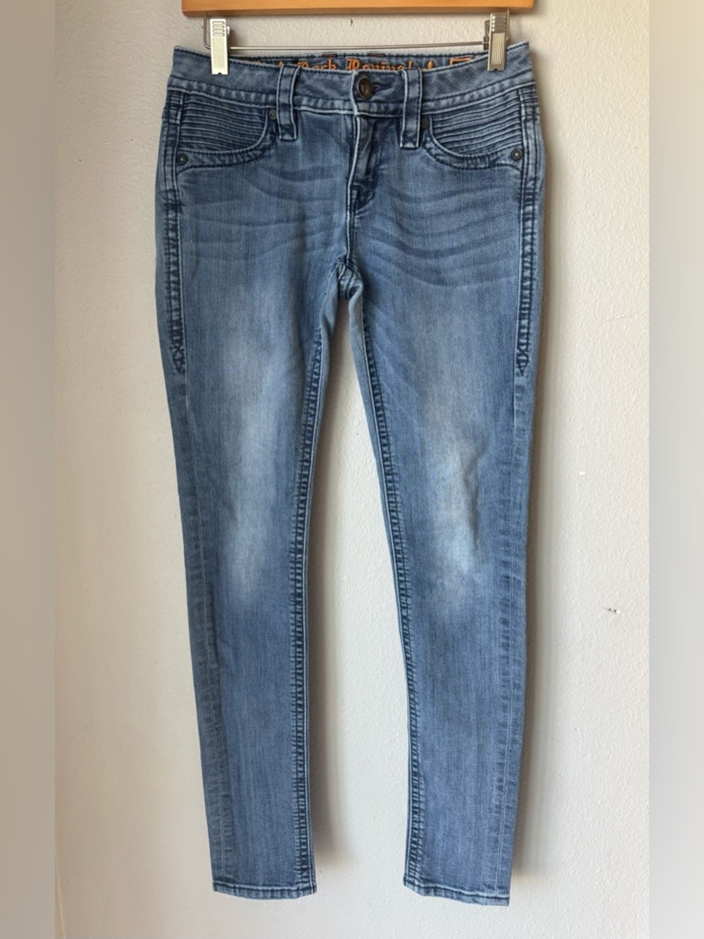 Rock Revival Janeil Skinny Moto Blue Jeans Womens Size 26 Low Rise Stretch
